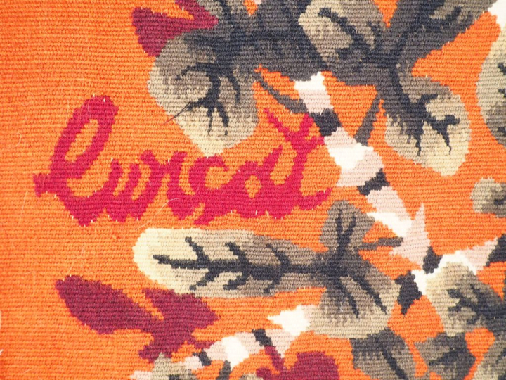 Jean LURCAT. "Tête du coq blanc". Tapisserie monogrammée, signée et ti