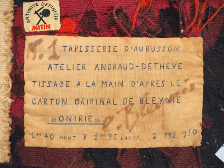 BLEYNIE. "Onirie". Tapisserie d'Aubusson atelier ANDRAUD-DETHEVE. Sign