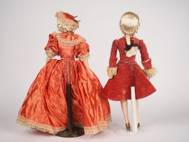 Poupées de boudoir en tissu et composition "couple de marquis et marqu