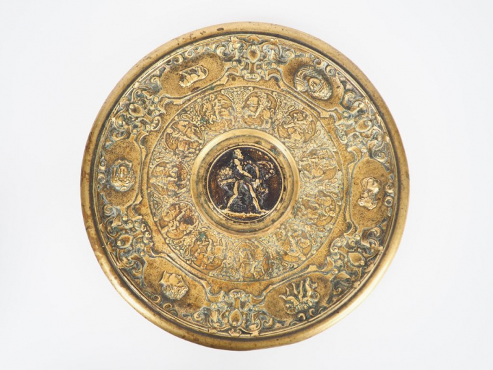 Aiguière et son présentoir fin XIXème - début XXème en bronze à double