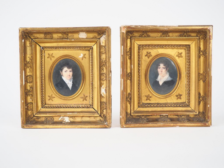 Jean CROIZIER  "Portraits de Monsieur et Madame Bourgeot". Miniatures 