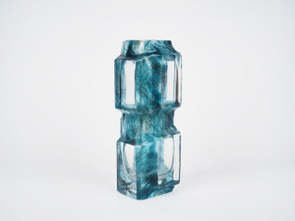 Vente aux enchères DAUM France. Vase soliflore années 50 à décor de motifi géométrique, e