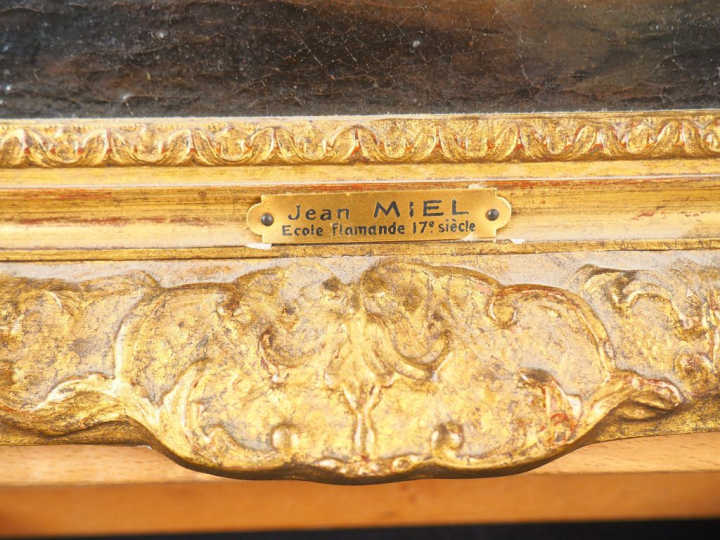 Ecole flamande XVIIème (Jean MIEL (attribué à). "Fête de village". Hui