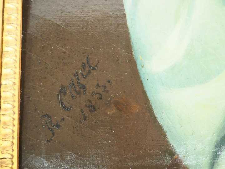 Ecole française XIXème. Paire de portraits dans des cadres en bois et 