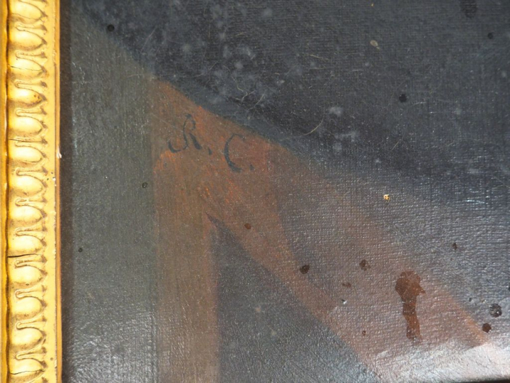 Ecole française XIXème. Paire de portraits dans des cadres en bois et 