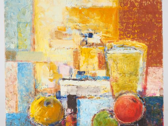 Pierre BALDI. "le pot blanc" Huile sur toile, signée en bas à droite. 