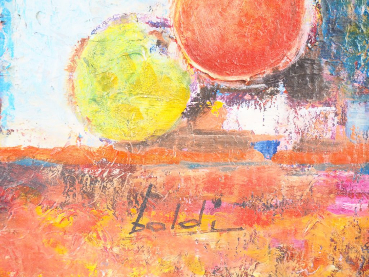 Pierre BALDI. "le pot blanc" Huile sur toile, signée en bas à droite. 