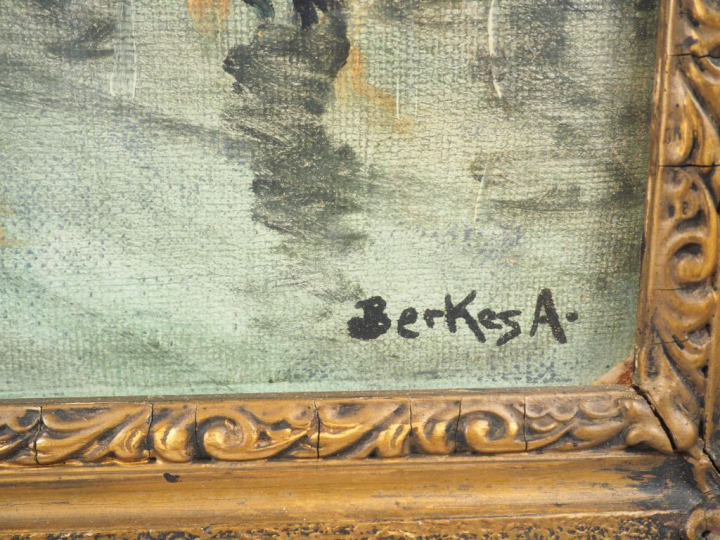 A. BERKES. "Les grands boulevards". Huile sur toile, signée en bas à d