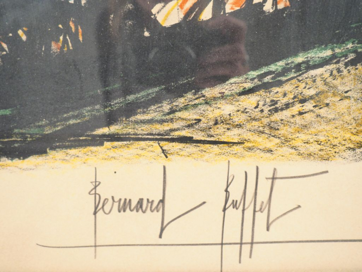Bernard BUFFET.  "Baie de Cannes" Lithographie, signée en bas à droite