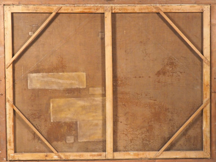 GODCHAUX. "La baie de Naples" Grande huile sur toile, signée en bas à 