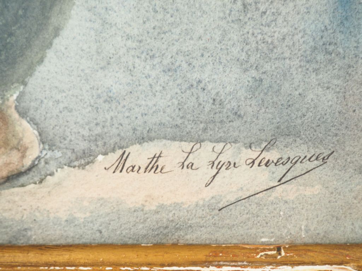 Marthe La LYRE LEVESQUES. "Nature morte aux fleurs". Deux d'aquarelles