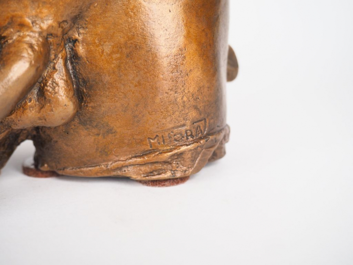 MITORAJ. "Grepol". Sculpture en bronze à patine médaille. Signée et nu