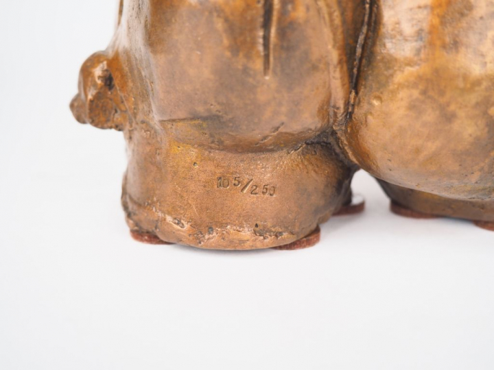 MITORAJ. "Grepol". Sculpture en bronze à patine médaille. Signée et nu