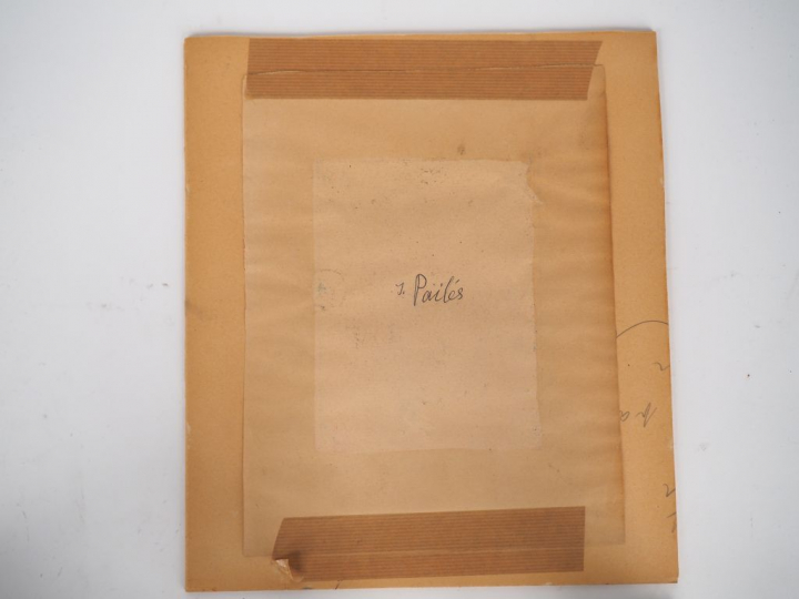 Isaac PAILES "Composition cubiste". Dessin au crayon gras, signé en ba