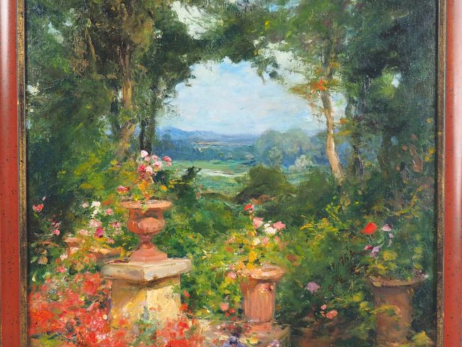 Henri ROUSSEAU. (attribué à). "Jardin de la ferrage à Grasse". Huile s