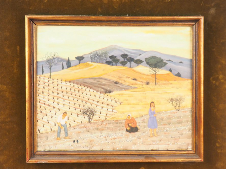 Max SAVY.  "Paysage animé des Corbières" Huile sur toile, signée en ba