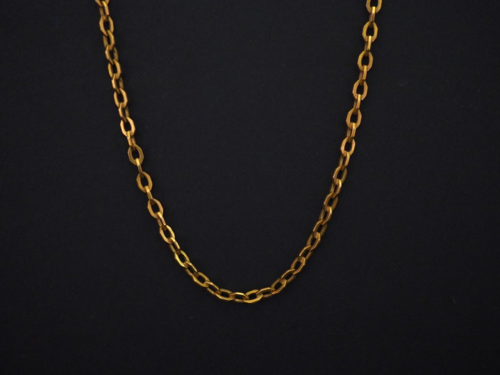 	Collier en or jaune, maille forçat. Long. 49,5 cm Poids. 13,65 g