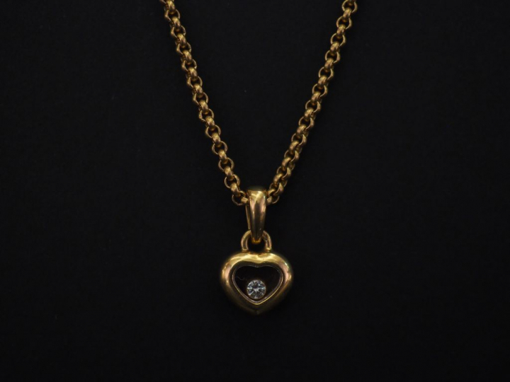 CHOPARD, Happy Diamond Chaine en or jaune, maille forçat et son penden