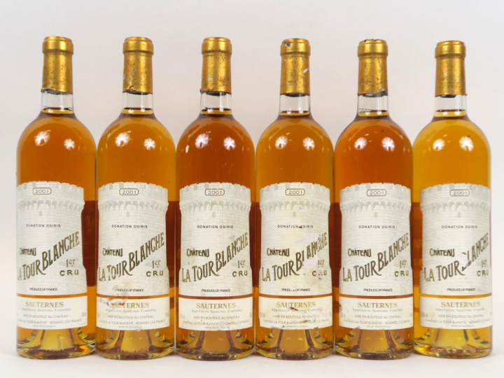 6 BOUTEILLES CHÂTEAU LA TOUR BLANCHE 1er CC SAUTERNES - 2001 - 2 ETLA