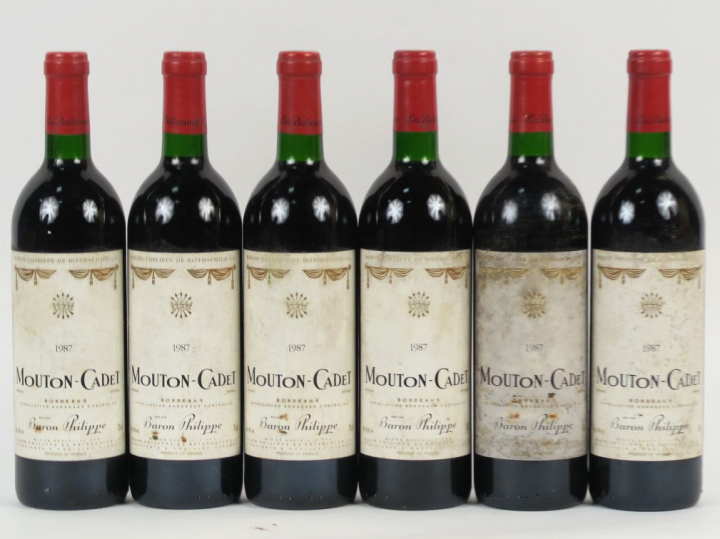 6 BOUTEILLES MOUTON CADET BORDEAUX SUPERIEUR - 1987 - BG