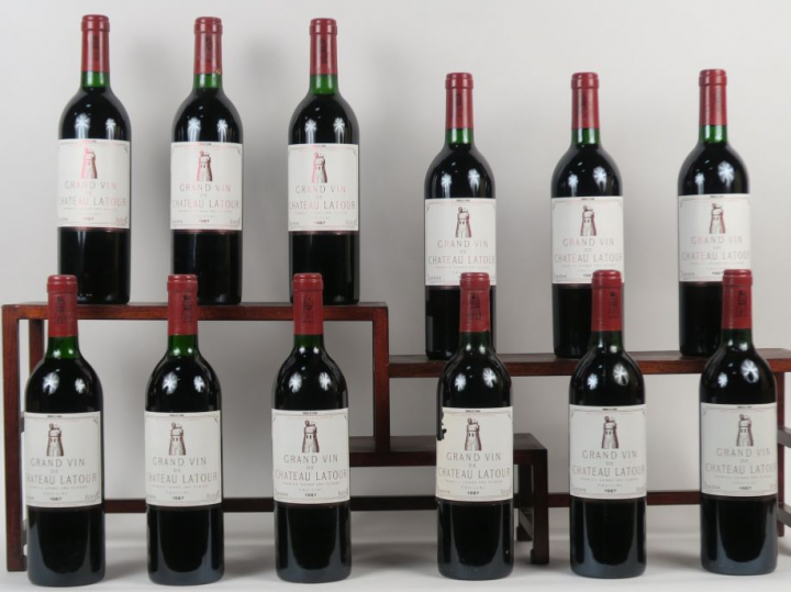 12 BOUTEILLES CHÂTEAU LATOUR 1er GCC PAUILLAC - 1987 - CBO - 9 BG/3 LB