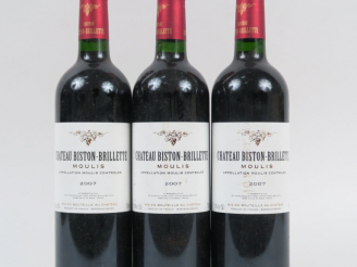 Vente aux enchères 3 BOUTEILLES CHÂTEAU BISTON BRILLETTE CB MOULIS - 2007