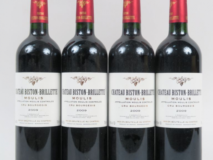 4 BOUTEILLES CHÂTEAU BISTON BRILLETTE CB MOULIS - 2009