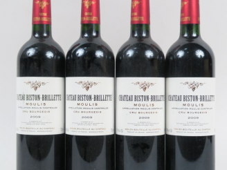 Vente aux enchères 4 BOUTEILLES CHÂTEAU BISTON BRILLETTE CB MOULIS - 2009