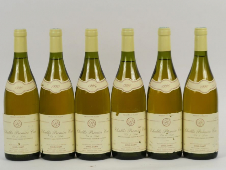 6 BOUTEILLES CHABLIS 1er CRU 'CÔTE DE LÉCHET' DANIEL DAMPT - 1990