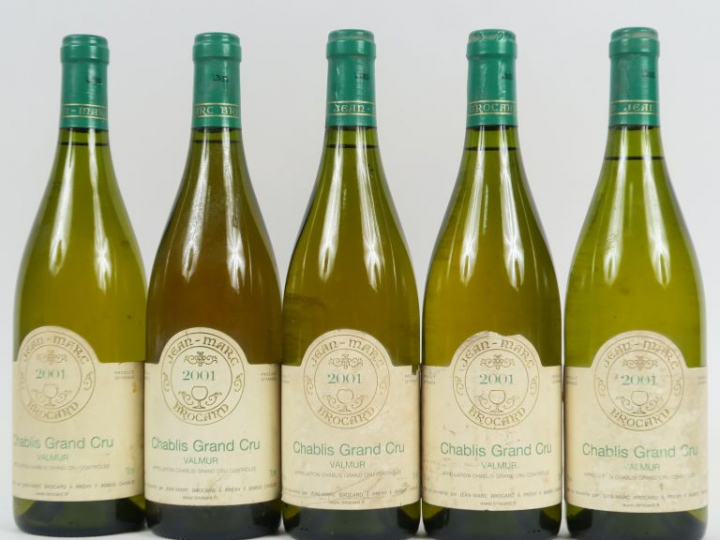 5 BOUTEILLES CHABLIS GC 'VALMUR' JEAN MARC BROCARD - 2001