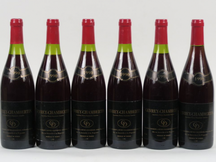 6 BOUTEILLES GEVREY CHAMBERTIN DANIEL GALLOIS - 1990