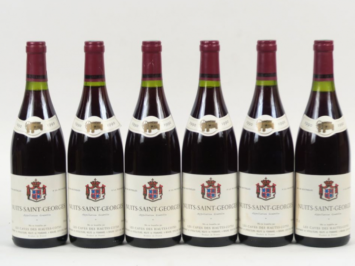 6 BOUTEILLES NUITS ST GEORGES LES CAVES DE HAUTES COTES - 1990