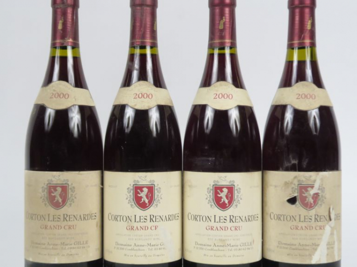 4 BOUTEILLES CORTON LES RENARDES GC DOMAINE ANNE MARIE GILLE - 2000 - 