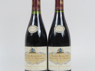 Vente aux enchères 2 BOUTEILLES VOSNE ROMANÉE 1er CRU 'LES MALCONSORTS' DOMAINE DU CLOS F