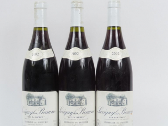 Vente aux enchères 3 BOUTEILLES SAVIGNY LES BEAUNE 1er CRU 'LES LAVIERES' DOMAINE DU PRIE
