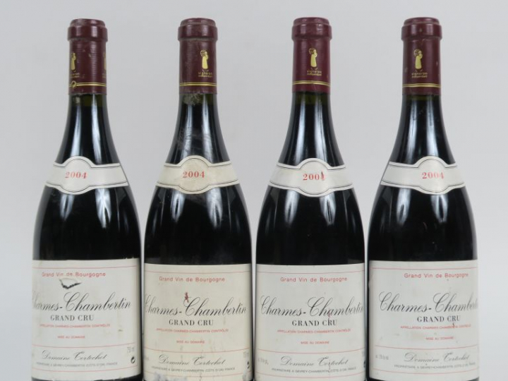 4 BOUTEILLES CHARMES CHAMBERTIN GC DOMAINE TORTOCHOT - 2004 - 2 ETLA