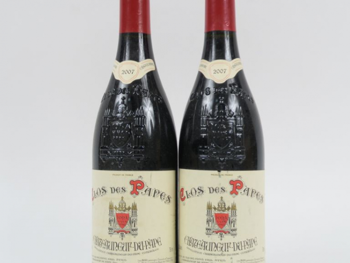 2 BOUTEILLES CHÂTEAUNEUF DU PAPE 'CLOS DES PAPES' PAUL AVRIL - 2007