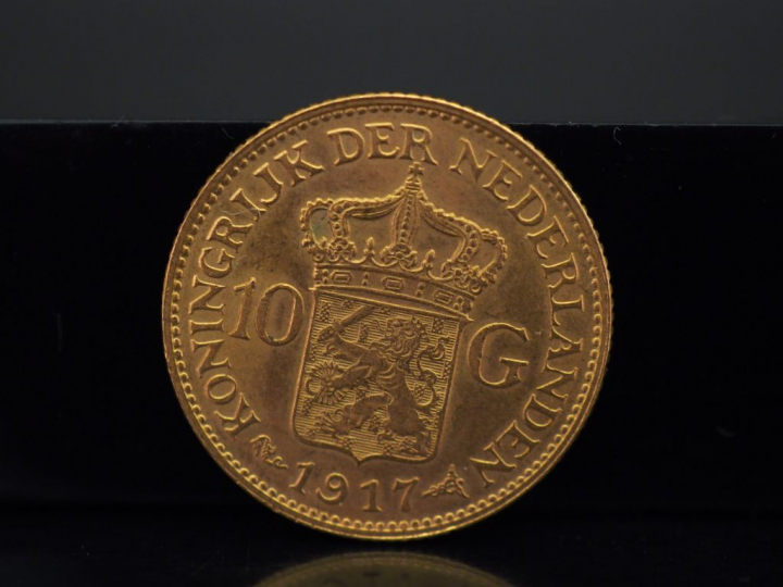 Pièce de 10 Gulden or, 1917.  FRAIS ACHETEURS 5% TTC.   