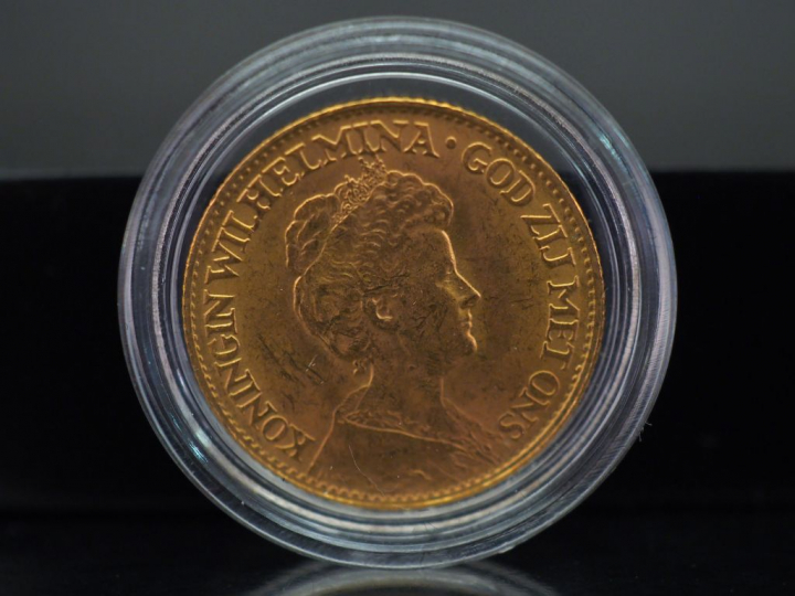Pièce de 10 Gulden or, Wilhelmine des Pays-Bas, 1917. FRAIS ACHETEURS 