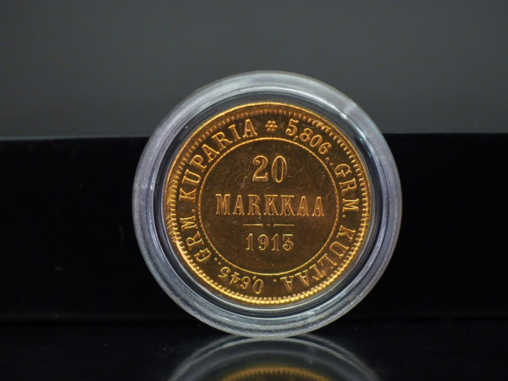 Pièce de 20 Markkaa or, Finlande, 1913. FRAIS ACHETEURS 5% TTC.   