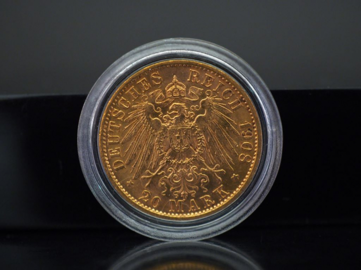 Pièce de 2O Marks or, Guillaume II, 1908.  FRAIS ACHETEURS 5% TTC.   