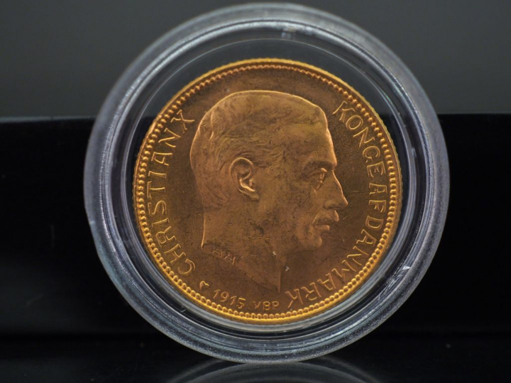 Pièce de 20 Couronnes or, Christian X de Danemark, 1915.  FRAIS ACHETE