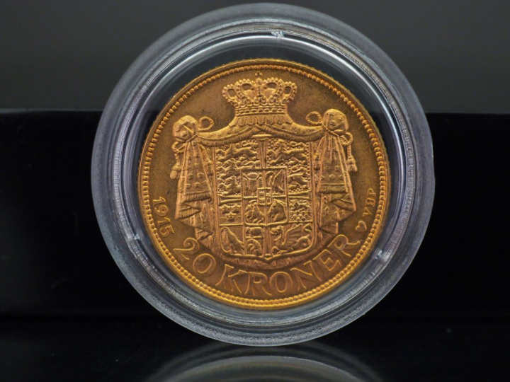 Pièce de 20 Couronnes or, Christian X de Danemark, 1915.  FRAIS ACHETE