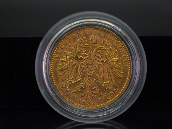 Pièce de 20 Couronnes or, François-Joseph d'Autriche, 1893. FRAIS ACHE