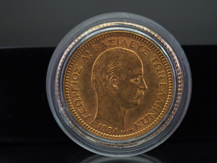 Pièce de 20 Drachmes or, 1884. FRAIS ACHETEURS 5% TTC.   