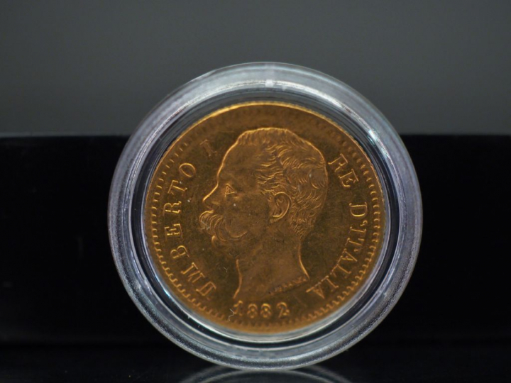 Pièce de 20 Lires or, Umberto I, 1882. FRAIS ACHETEURS 5% TTC.   