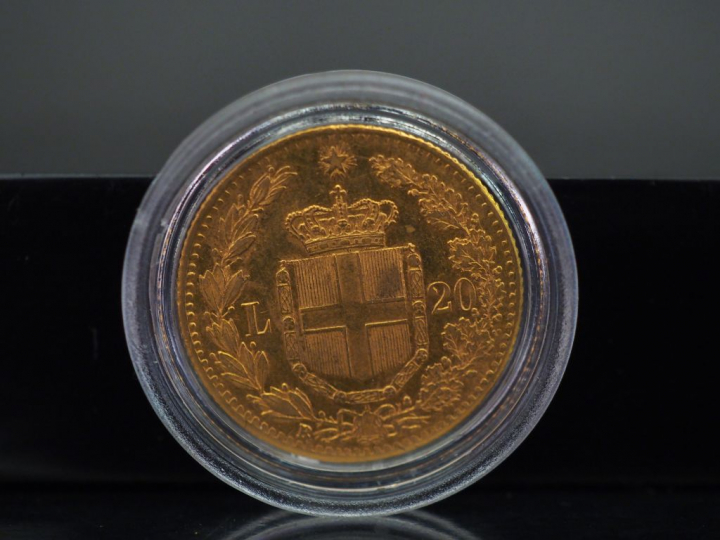 Pièce de 20 Lires or, Umberto I, 1882. FRAIS ACHETEURS 5% TTC.   