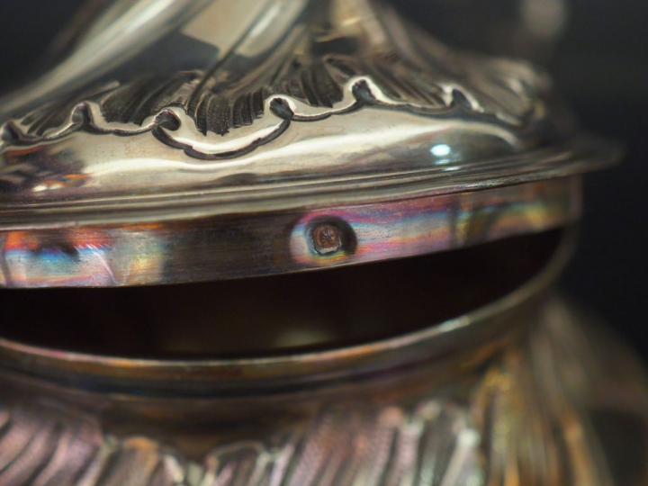 Service à thé et à café Napoléon III de style Louis XV en argent, poin