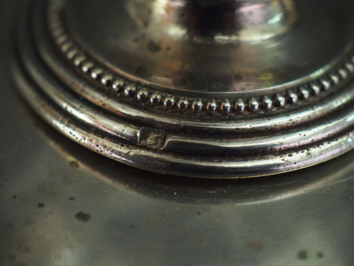 Saleron double de style Louis XVI en argent, poinçon Minerve, à décor 