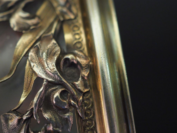 Petit ramequin de style Art Nouveau en cristal et argent, poinçon Mine